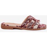 Boto Decorated Flat Sandals Burgundy Anniles | shoptok.hr