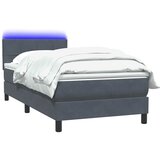 Box Spring krevet s madracem i LED tamnosivi 90x220 cm baršunasti | shoptok.hr