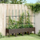  Cvetlično korito z oporno mrežo rjavo 160x40x142,5 cm PP | Shoptok.si