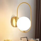 Nettlife Moderna notranja stenska svetilka - zlata steklena G9 kovinska oblikovalska svetilka Vintage Creative Bedside Lamp, (22136375) | Shoptok.si