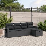 Maison Chic Seti vrtnega pohištva - Vrtna garnitura - Vrtni pohištvo set 5-delna z blazinami črn poli ratan, (21820946) | Shoptok.si