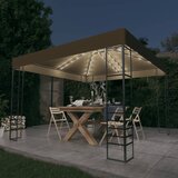 vidaXL vrtni šator s LED svjetlosnim trakama 3 x 3 m smeđe-sivi Cijene