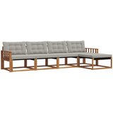  Set vanjskih sofa 5 kom. Prirodna i svjetlosiva Smeđa 329 x 162,5 x 73 cm | Shoptok.si