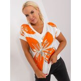 Fashion Hunters Ecru-orange blouse of larger size with cuffs Cene