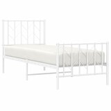 Metalni okvir kreveta s uzglavljem i podnožjem bijeli 75x190 cm | shoptok.hr