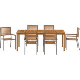 vidaXL Set za vrtno objedovanje od 7 dijelova Siva Poli Ratan Akacija | shoptok.hr