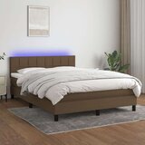  Box spring postelja z vzmetnico LED temno rjava 140x200cm blago, (20900377) Cene