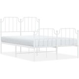 vidaXL Kovinski posteljni okvir z vzglavjem in vznožjem bel 120x200 cm | Shoptok.si