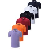 Dewberry SIX SET T8561 MENS T-SHIRT-BLACK-WHITE-NAVY BLUE-BURGUNDY-ORANGE-LILAC Cijene