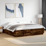  Okvir kreveta s LED svjetlima boja hrasta 200 x 200 cm drveni | shoptok.hr