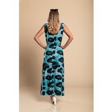 Fenzy Maxi Obleka Z Leopardjim Potiskom, Modra | Shoptok.si