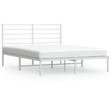 Maison Chic Kovinski Posteljni okvir - Dvoposteljna postelja - Zakonska postelja z vzglavjem bel 160x200 cm, (21693024) | Shoptok.si