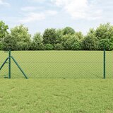 vidaXL verižna ograja s 13 stebri 0.8x25 m galvanizirano jeklo zelena | Shoptok.si