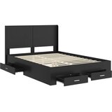  Krevetna konstrukcija s pohranom i uzglavljem Crna 135 x 190 cm | shoptok.hr