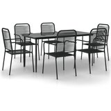  7-dijelni vrtni blagovaonski set crni pamučno uže i čelik | shoptok.hr