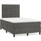 vidaXL Krevet box spring s madracem tamnosivi 120 x 190 cm baršun Cijene