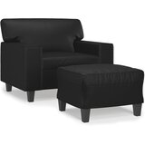  Fotelja s tabureom 60 cm od umjetne kože Crna | shoptok.hr