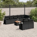 vidaXL 9-dijelni set vrtnih sofa s jastucima crni od poliratana | shoptok.hr