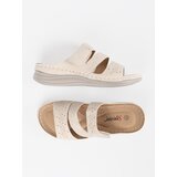SEASTAR Light beige flip-flops on a low wedge | Shoptok.si