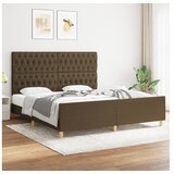  Posteljni okvir z vzglavjem temno rjav 180x200 cm blago | Shoptok.si