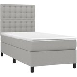Box spring krevet s madracem svjetlosivi 90x190 cm od tkanine | shoptok.hr