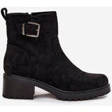 Boto Insulated Women's Ankle Boots Low Heel Block with Buckle Black Helvina | Shoptok.si