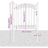  Vrata za ogradu EMMEN s lučnim vrhom čelik 100x106 cm crna | Eponuda.com
