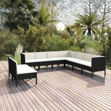  9-dijelna vrtna garnitura od poliratana s jastucima crna | shoptok.hr