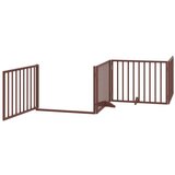 vidaXL Ograda za pse z vrati zložljiva 12 panelov rjava 960 cm les | Shoptok.si