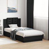 Maison Chic Posteljni okvir - Enojna postelja - Postelja za odrasle z vzglavjem črn 75x190 cm inženirski les-J16007, (21776987) | Shoptok.si