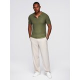 Ombre Men's knitted unbuttoned polo shirt - olive | shoptok.hr