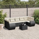 Maison Chic Seti vrtnega pohištva - Vrtna garnitura - Vrtni pohištvo set 8-delna z blazinami črn poli ratan, (21799437) | Shoptok.si