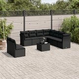 vidaXL 10-dijelni set vrtnih sofa s jastucima crni od poliratana Cijene