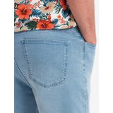Ombre Men's shorts with elastic waistband and wash effect - light blue | Shoptok.si