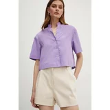 Max&co. Bombažna srajca ženska, vijolična barva, 2416111074200