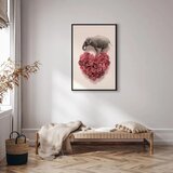  Slika - Elephant Lover (1-part) - Elephant Amid Pink Flowers 40x60 U crnom drvenom okviru | shoptok.hr