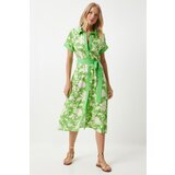  Women's Vibrant Green Floral Summer Slim Viscose Dress | Shoptok.si