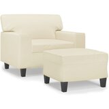 vidaXL Fotelj s stolčkom za noge krem 60 cm umetno usnje, (20909857) | Shoptok.si