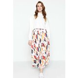 Trendyol Multicolored Wide Pleated Woven Skirt with Elastic Waist Cene