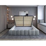 ELTAP Svetlo siva oblazinjena zakonska postelja s prostorom za shranjevanje z letvenim dnom 160x200 cm Lamica – | Shoptok.si