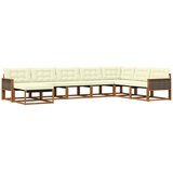 vidaXL Zunanja garnitura za sedenje z blazino 8 pcs Naravna in smetana, (5000272947) | Shoptok.si