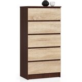 AKORD Komoda, 5 Predalov, Wenge/Hrast Sonoma, (5000332144) | Shoptok.si