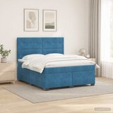  Boxspring krevet s madracem Plava 160 x 200 cm Baršun Cijene