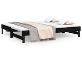  Izvlečna dnevna postelja črna 2x(90x200) cm trdna borovina, (20725524) | Shoptok.si