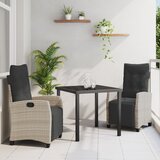 vidaXL 3-delni vrtni jedilni set svetlo siva poli ratan | Shoptok.si