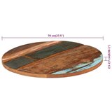  Okrugla stolna ploča 70 cm 25 - 27 mm masivno obnovljeno drvo | shoptok.hr