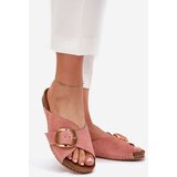 Maciejka Leather Sandals With Golden Buckle | Shoptok.si