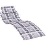  Jastuk za ležaljku sivi karirani 186 x 58 x 3 cm tkanina Oxford | shoptok.hr