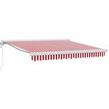 vidaXL Retraktilna tenda Rdeča in bela 350 x 250 cm Tkanina, kovina, (5000045809) Cene