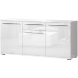 Jela Jagodina jela komoda K180-3K1F/PN - kolekcija piano - bela lak/kristalno bela hg lak - 180x85x45 cm